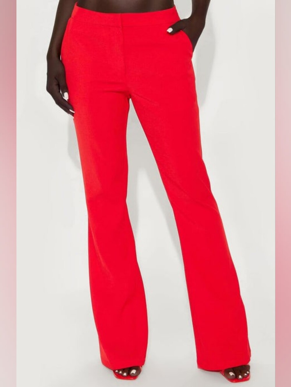 Fashion Nova Breaking Even Flare Trouser Red Sz XS NWT
